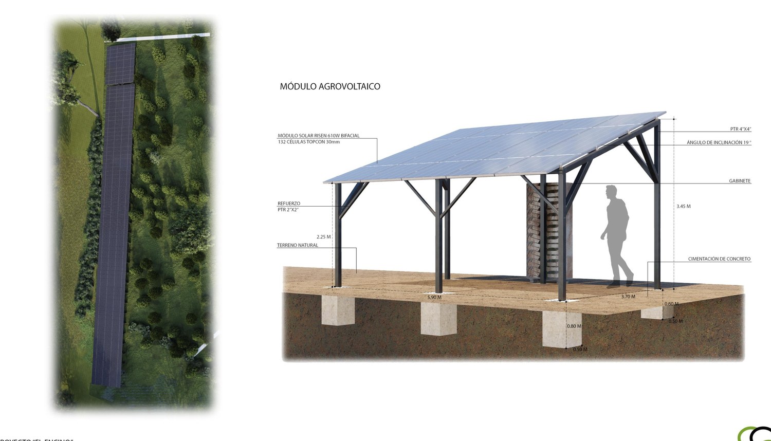 Módulo agrovoltaico del Proyecto El Encino